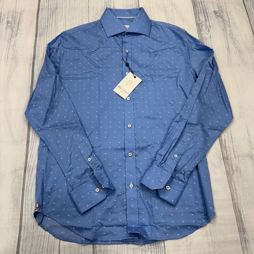 NWT Robert Graham Galway Button Shirt 15 38 Blue Checks Flip Cuff‎ Mens $168